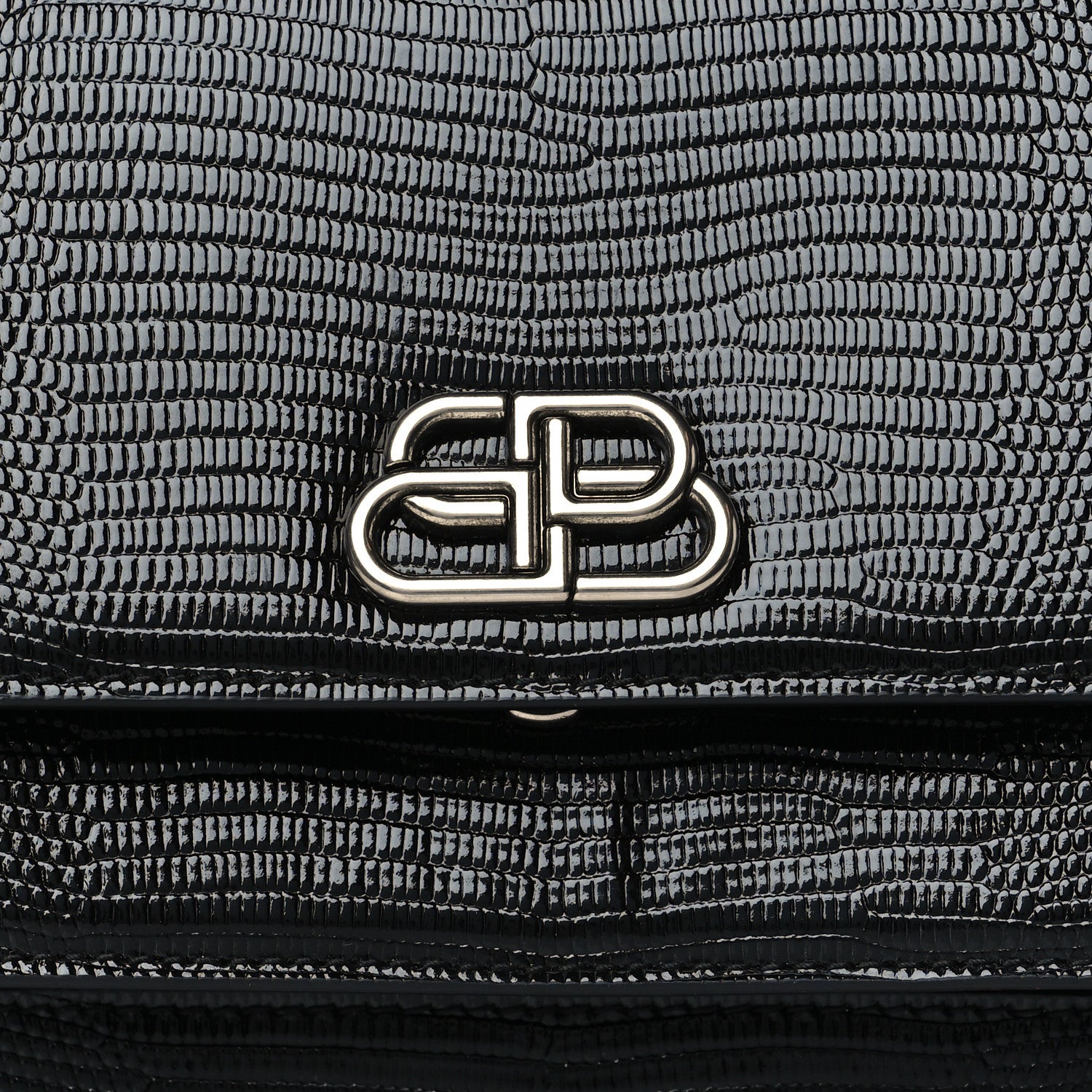 Balenciaga Patent Calfskin Lizard Embossed XS Sharp Top Handle Bag Black 8 of 10