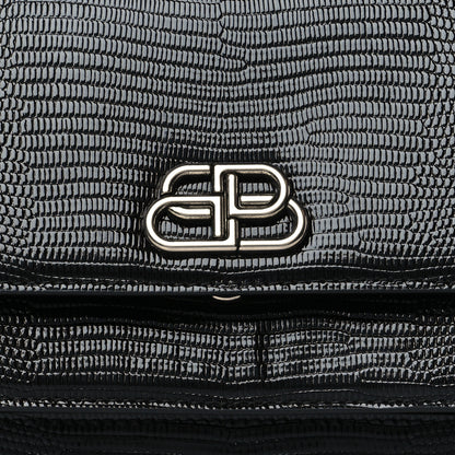 Balenciaga Patent Calfskin Lizard Embossed XS Sharp Top Handle Bag Black 8 of 10