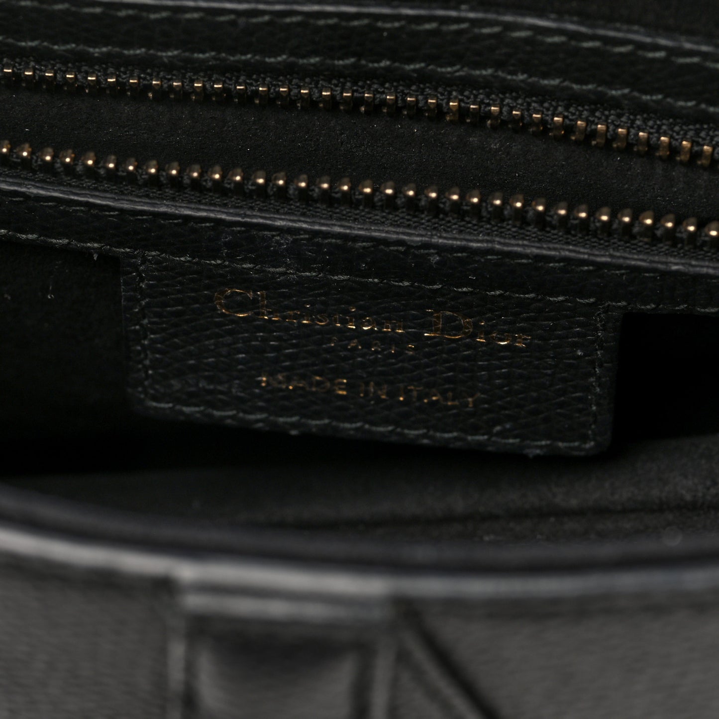 Grained Calfskin Saddle Bag Black