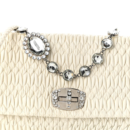 Miu Miu Nappa Matelasse Crystal Flap Clutch White 8 of 10