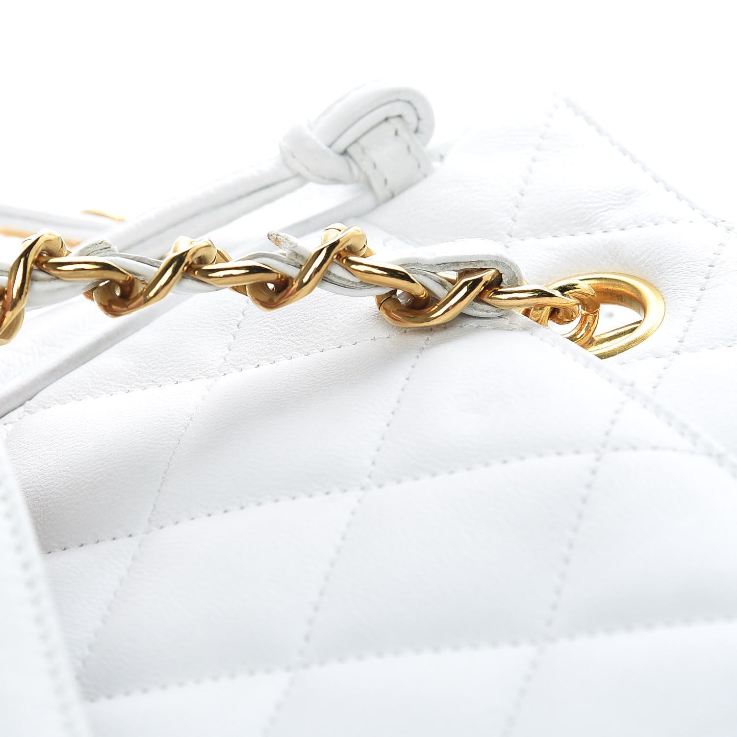 Lambskin Quilted Shoulder Bag White