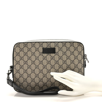 Gucci GG Supreme Monogram Clutch Wristlet Beige Black 2 of 9