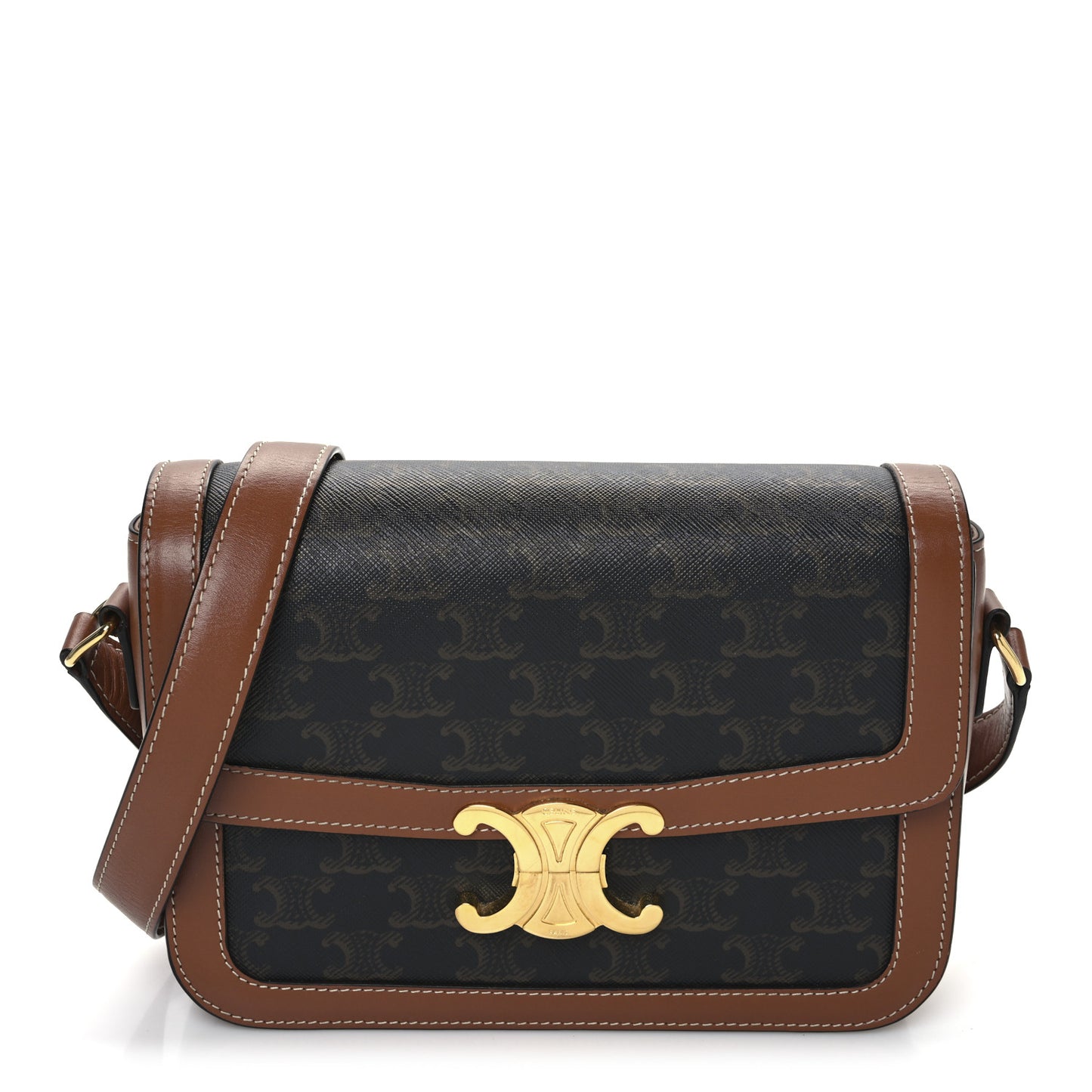 Triomphe Canvas Calfskin Medium Triomphe Bag Tan