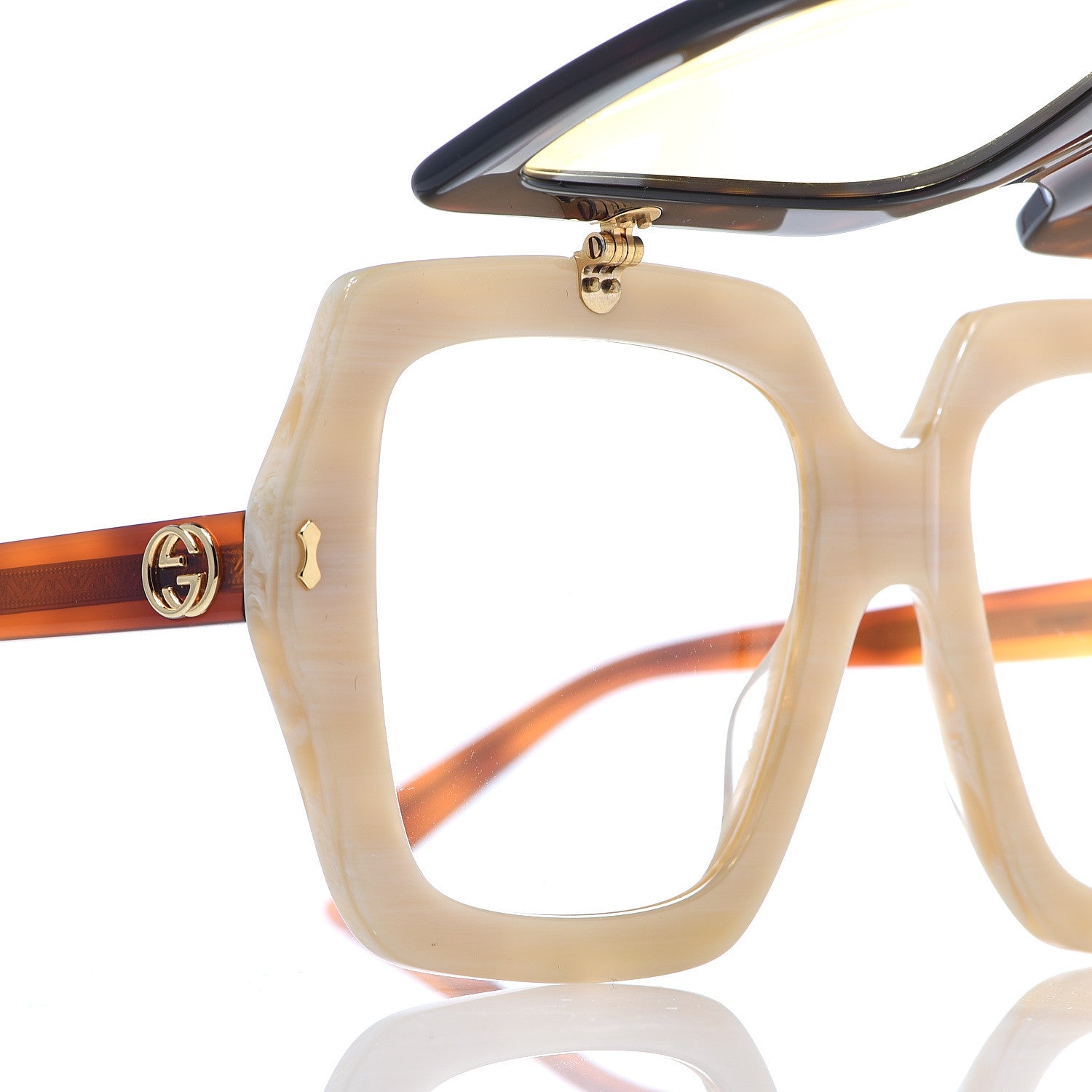 Gucci Acetate Oversized Flip Up Sunglasses GG0088S Tortoise 9 of 10