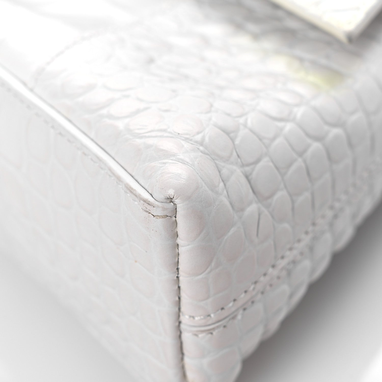 Balenciaga Extra Supple Calfskin Crocodile Embossed XS Downtown Shoulder Bag White 9 of 21