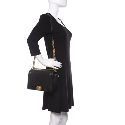 Chanel Caviar Chevron Quilted New Medium Boy Flap Black 2 of 12