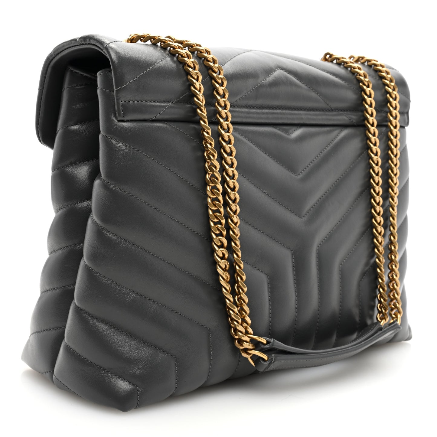 Calfskin Y Quilted Monogram Medium Loulou Chain Satchel Storm