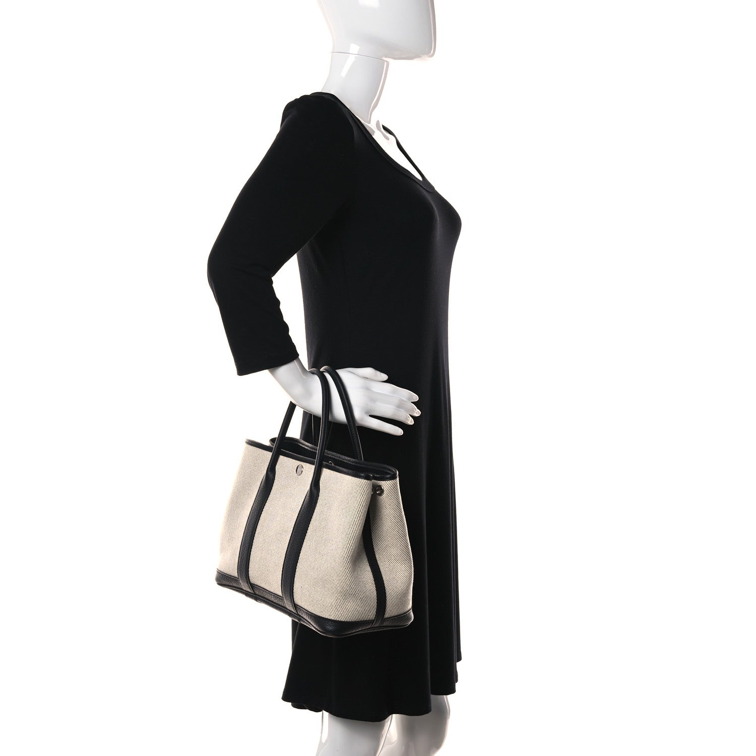Hermes Twill H Negonda Garden Party 30 TPM Tote Ecru Black 2 of 10