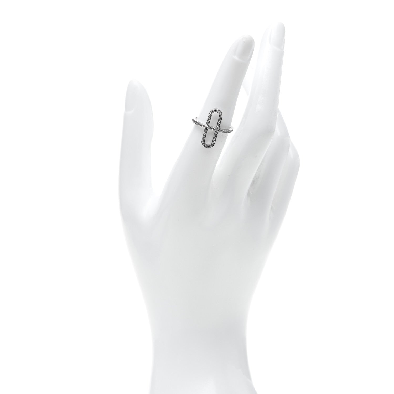 Hermes 18K White Gold Diamond Ever Chaine d'Ancre Ring 53 6.25 2 of 7