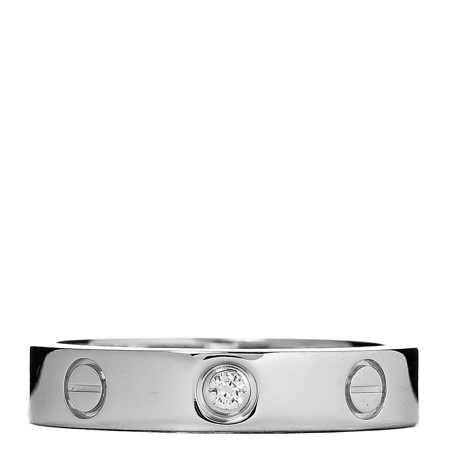 Cartier 18K White Gold Diamond 4mm LOVE Wedding Band Ring 52 6 1 of 4