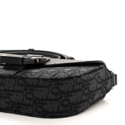 Christian Dior Grained Calfskin Oblique Saddle Pouch Black 10 of 11