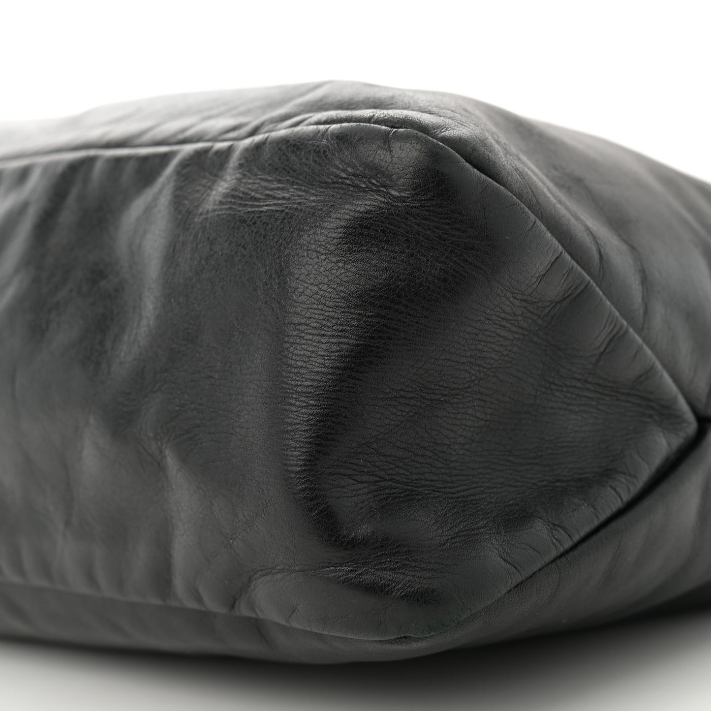 Calfskin Medium Horsebit Chain Hobo Black