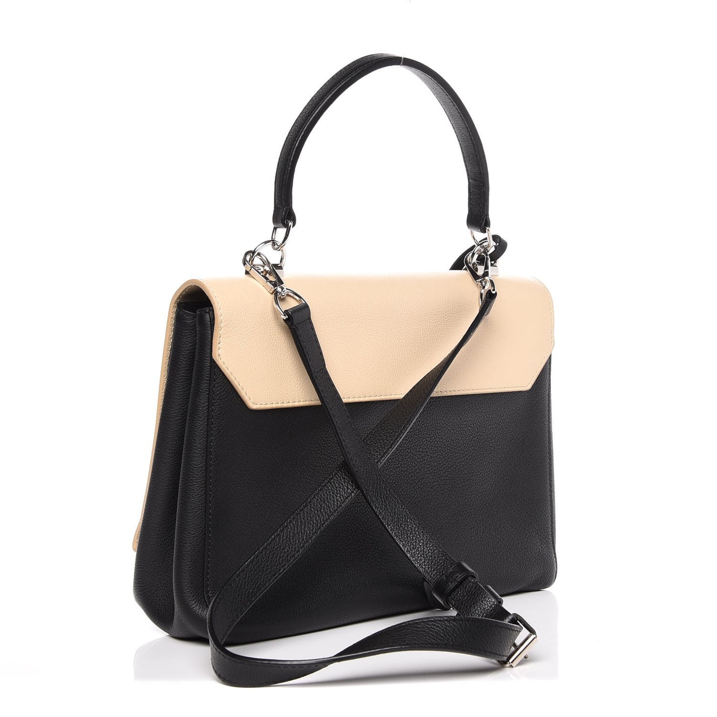 Soft Calfskin Lockme II Top Handle Vanille Black