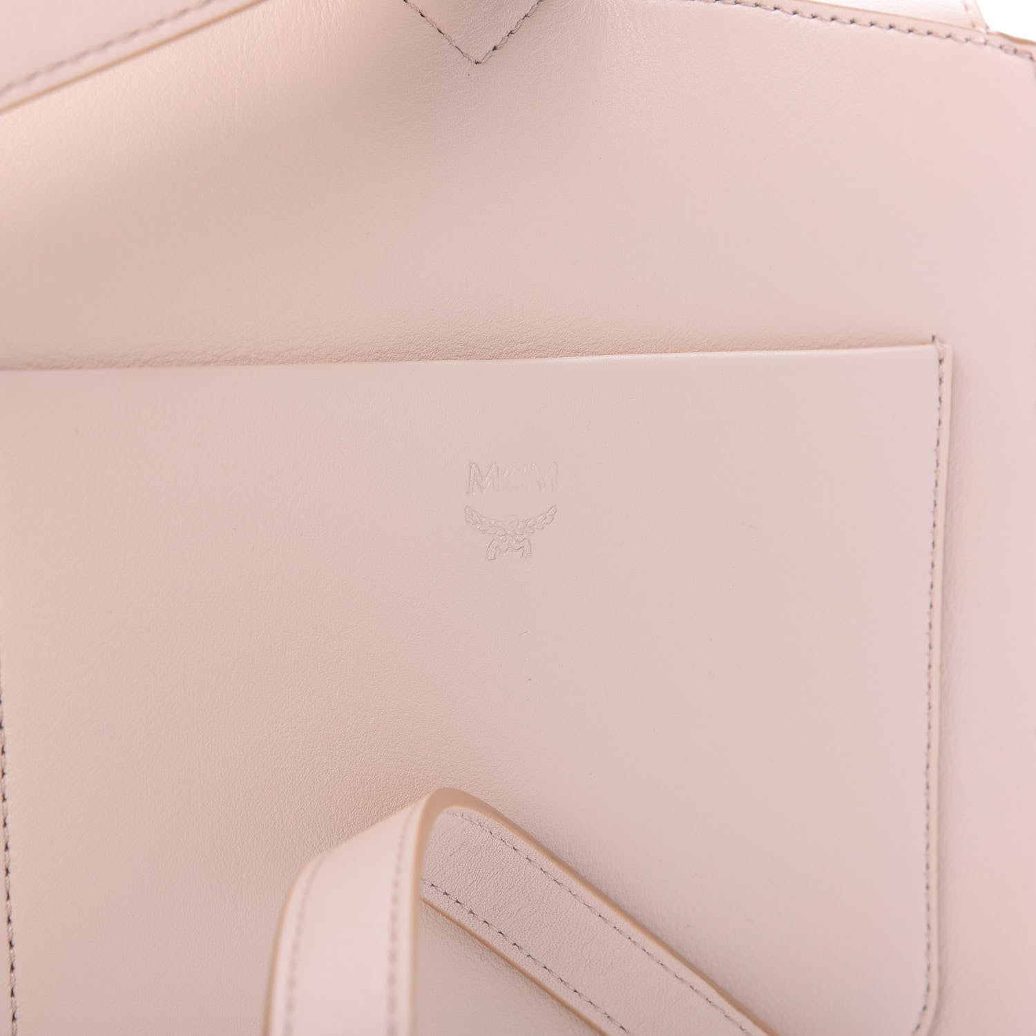 MCM Calfskin Essential Monogram Small Backpack Bisque 8 of 10