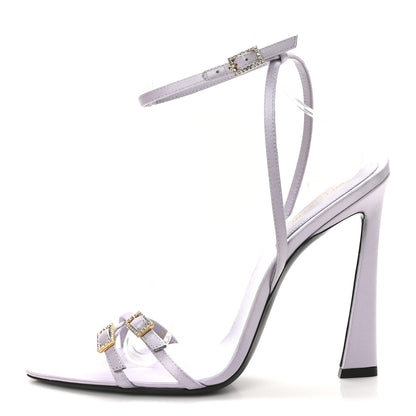 Saint Laurent Crepe Satin Crystal New Nuit 110 Sandals 38 Poly Grey 1 of 9
