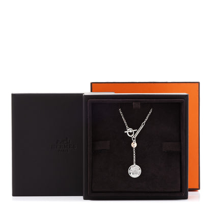 Hermes Sterling Silver 18K Rose Gold PM Ex-Libris Pendant Necklace 7 of 7