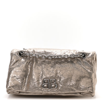 Balenciaga Metallized Arena Calfskin Small Monaco Chain Shoulder Bag Stone Beige 1 of 11