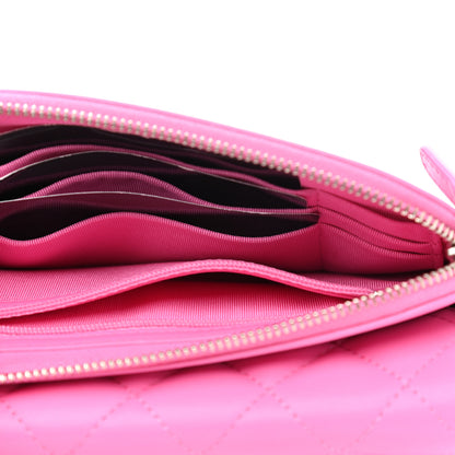 Chanel Lambskin Quilted Flap Phone Holder With Chain Neon Pink 5 of 14
