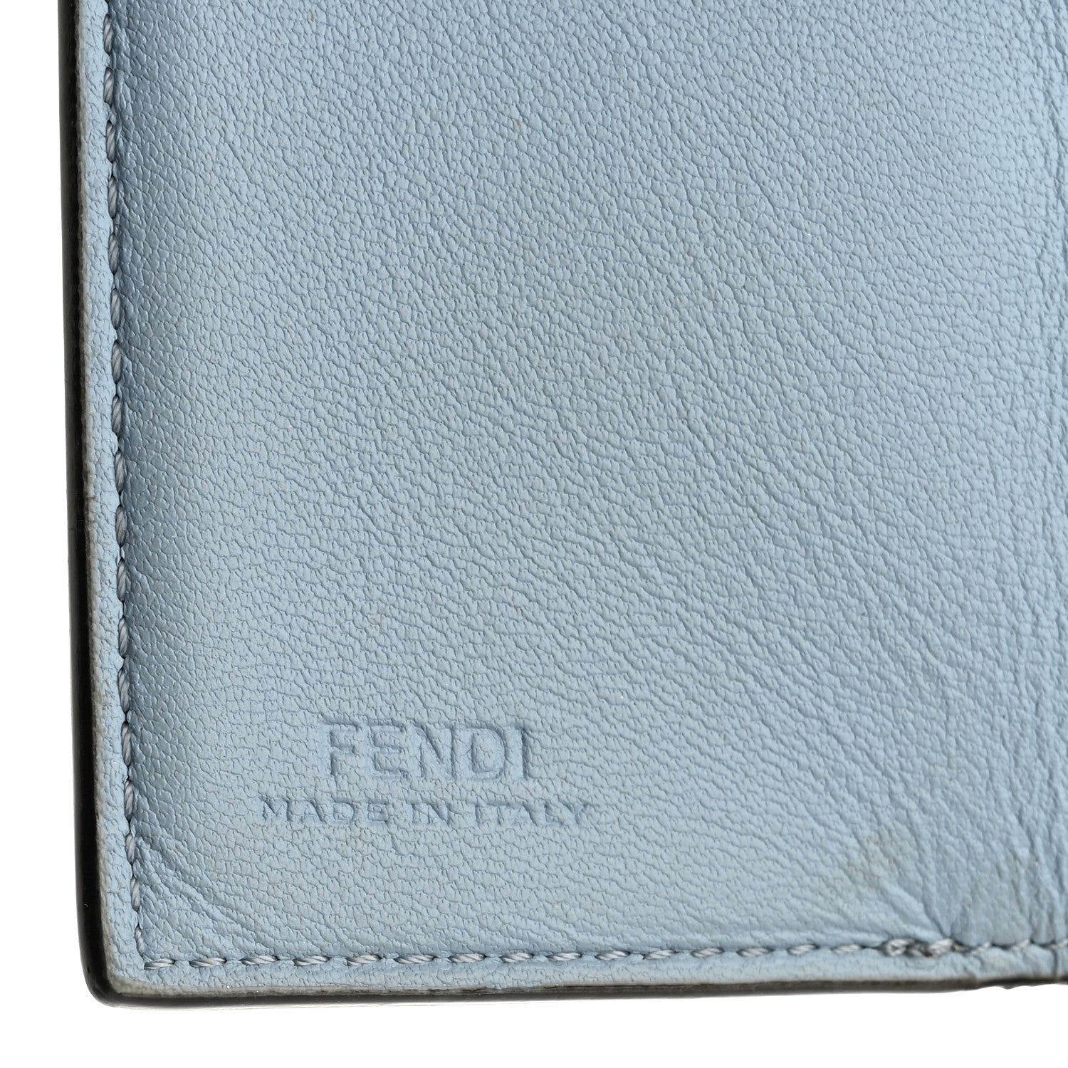 Fendi Nappa Matisse FF Diagonal Embossed Micro Tri-Fold Wallet Azzurro Polvere 6 of 8