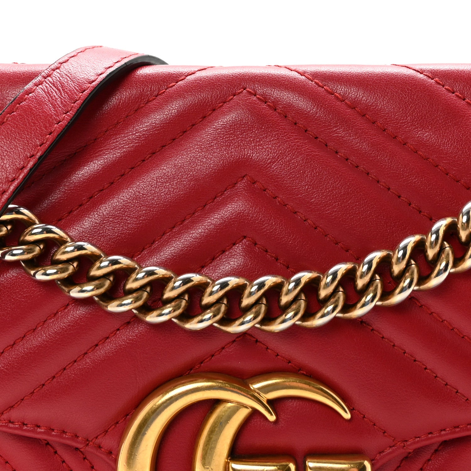 Gucci Calfskin Matelasse Small GG Marmont Shoulder Bag Hibiscus Red 8 of 10