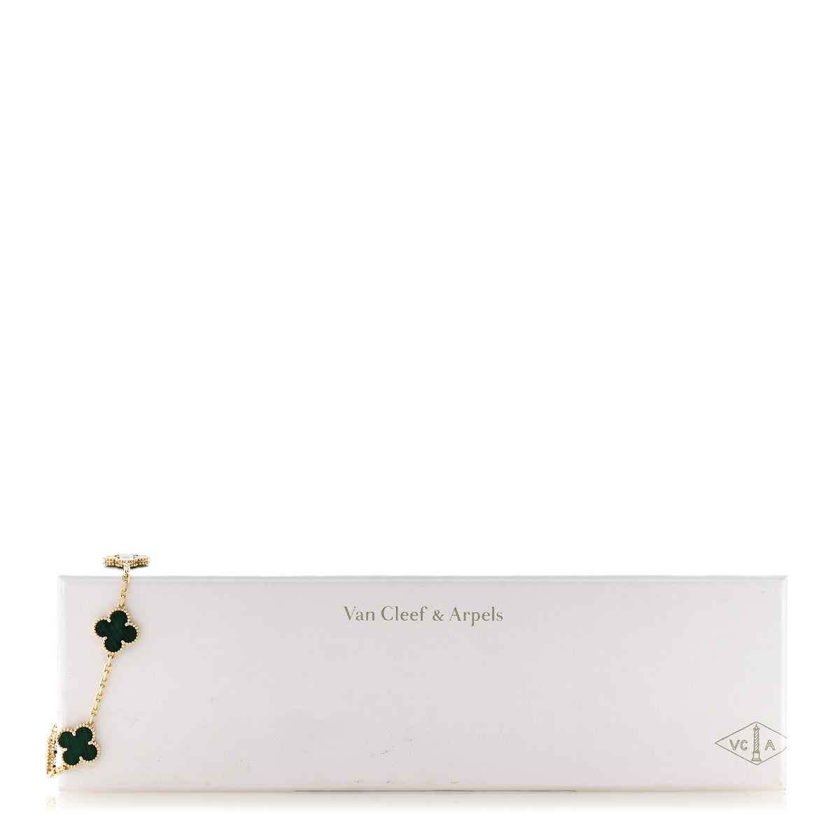 18K Yellow Gold Malachite 5 Motifs Vintage Alhambra Bracelet