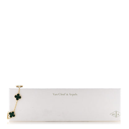 Van Cleef & Arpels 18K Yellow Gold Malachite 5 Motifs Vintage Alhambra Bracelet 7 of 7