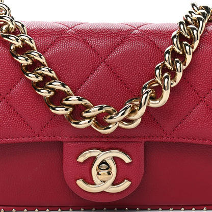 Chanel Caviar Quilted Mini Studded Flap Red 8 of 12