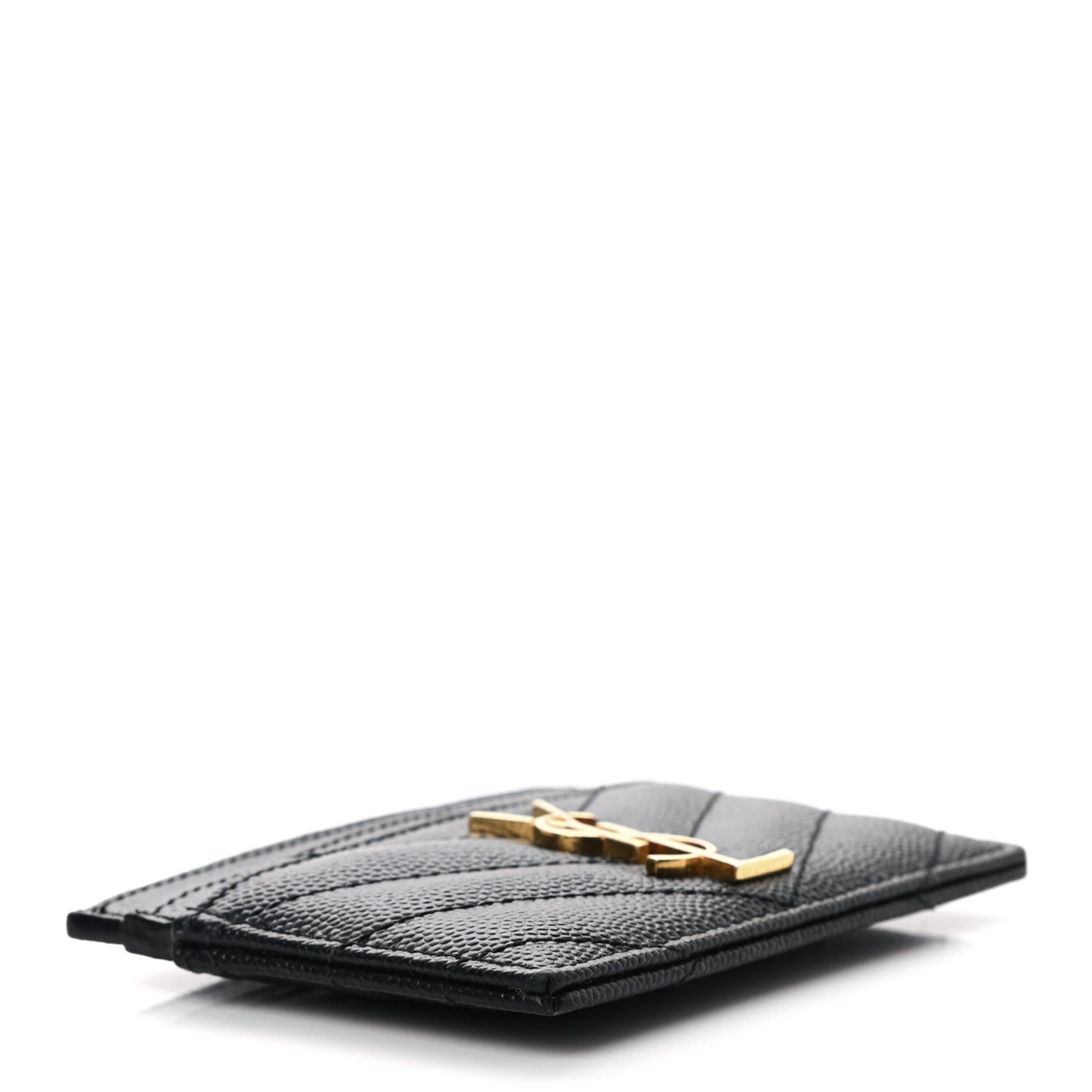 Grain De Poudre Matelasse Chevron Monogram Credit Card Case Black