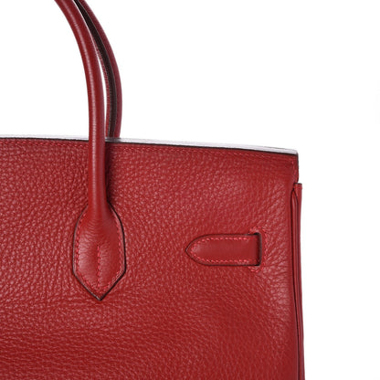 Hermes Taurillon Clemence Birkin 35 Rouge Casaque 27 of 33