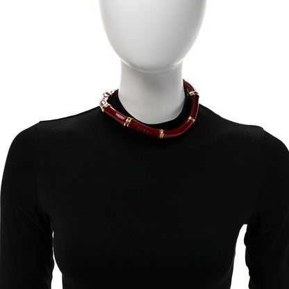 Gucci Metal Enamel Bamboo Choker Necklace Rosso Ancora 2 of 5