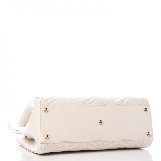 Calfskin Matelasse Medium GG Marmont Tote White