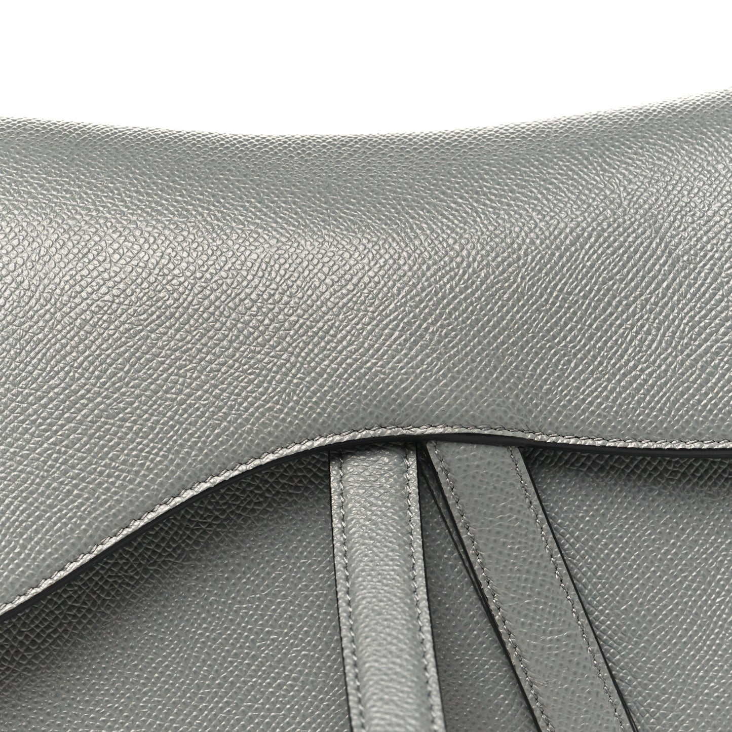 Grained Calfskin Saddle Bag Grey Stone