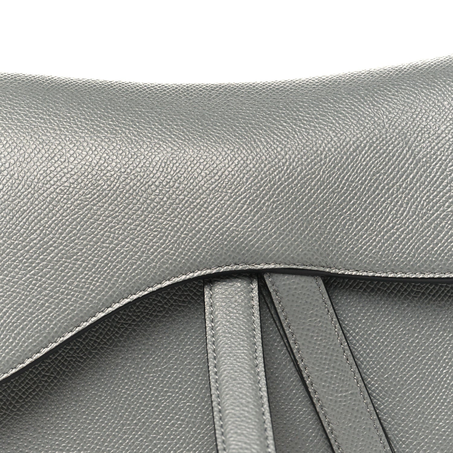 Christian Dior Grained Calfskin Saddle Bag Grey Stone 8 of 10