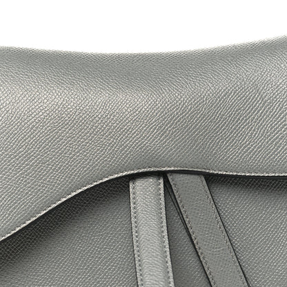 Christian Dior Grained Calfskin Saddle Bag Grey Stone 8 of 10
