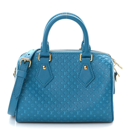 Louis Vuitton Calfskin Nanogram Embossed Speedy Bandouliere 20 Blue 1 of 7