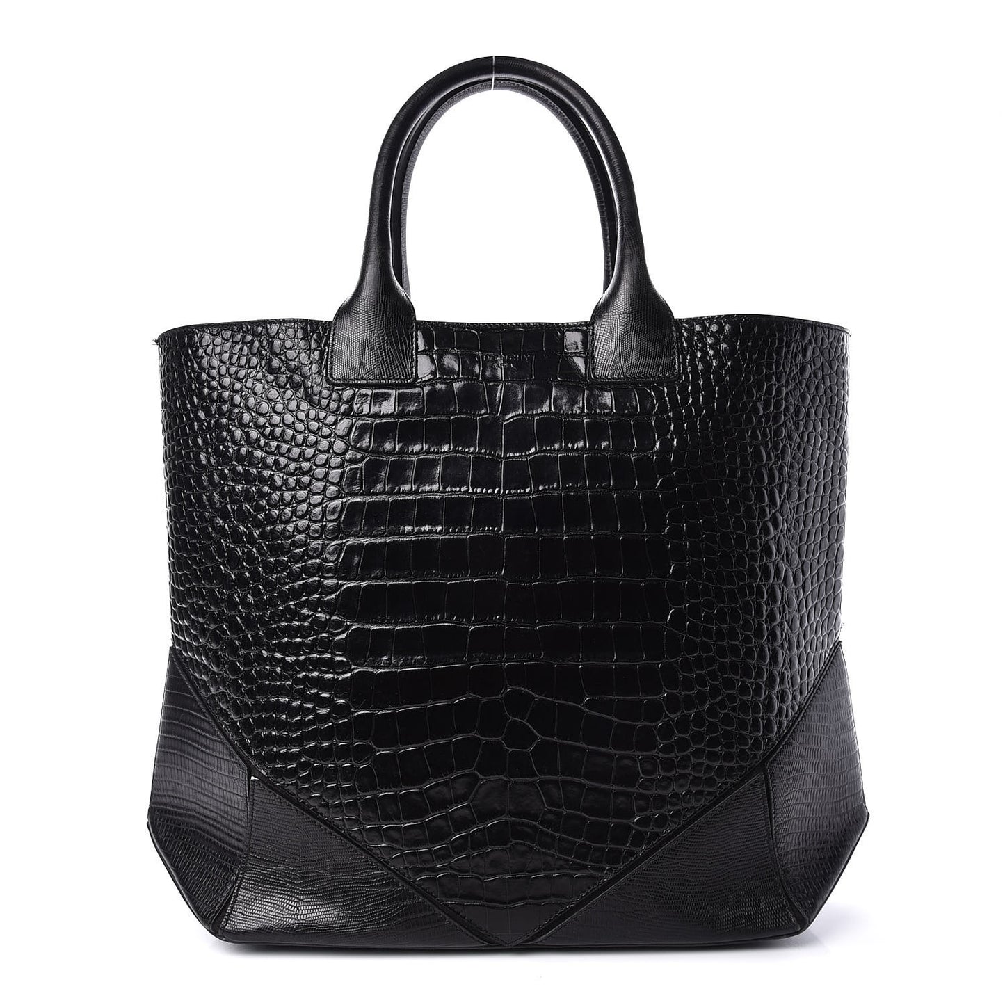 Calfskin Crocodile Embossed Easy Tote Black