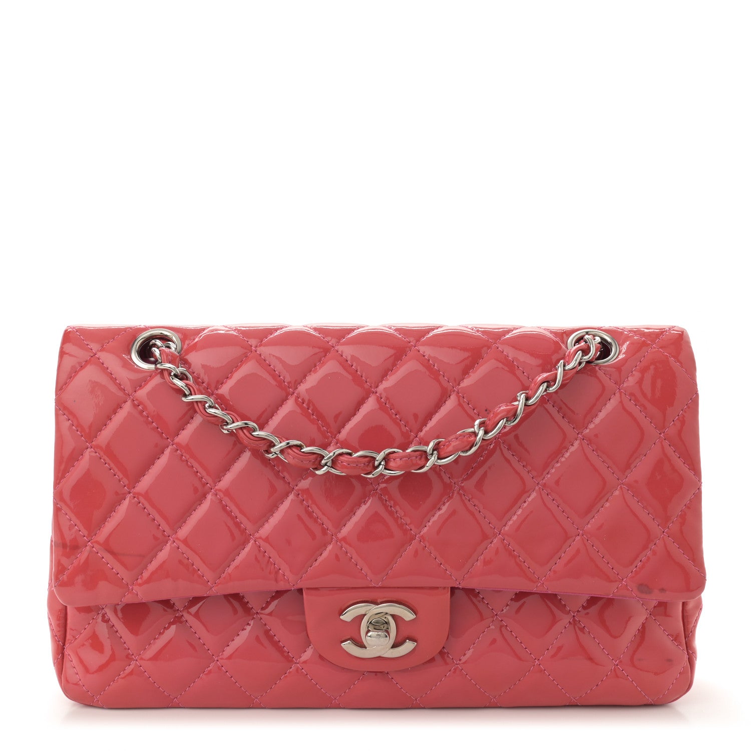 Chanel Patent Quilted Medium Double Flap Pink 1 of 15