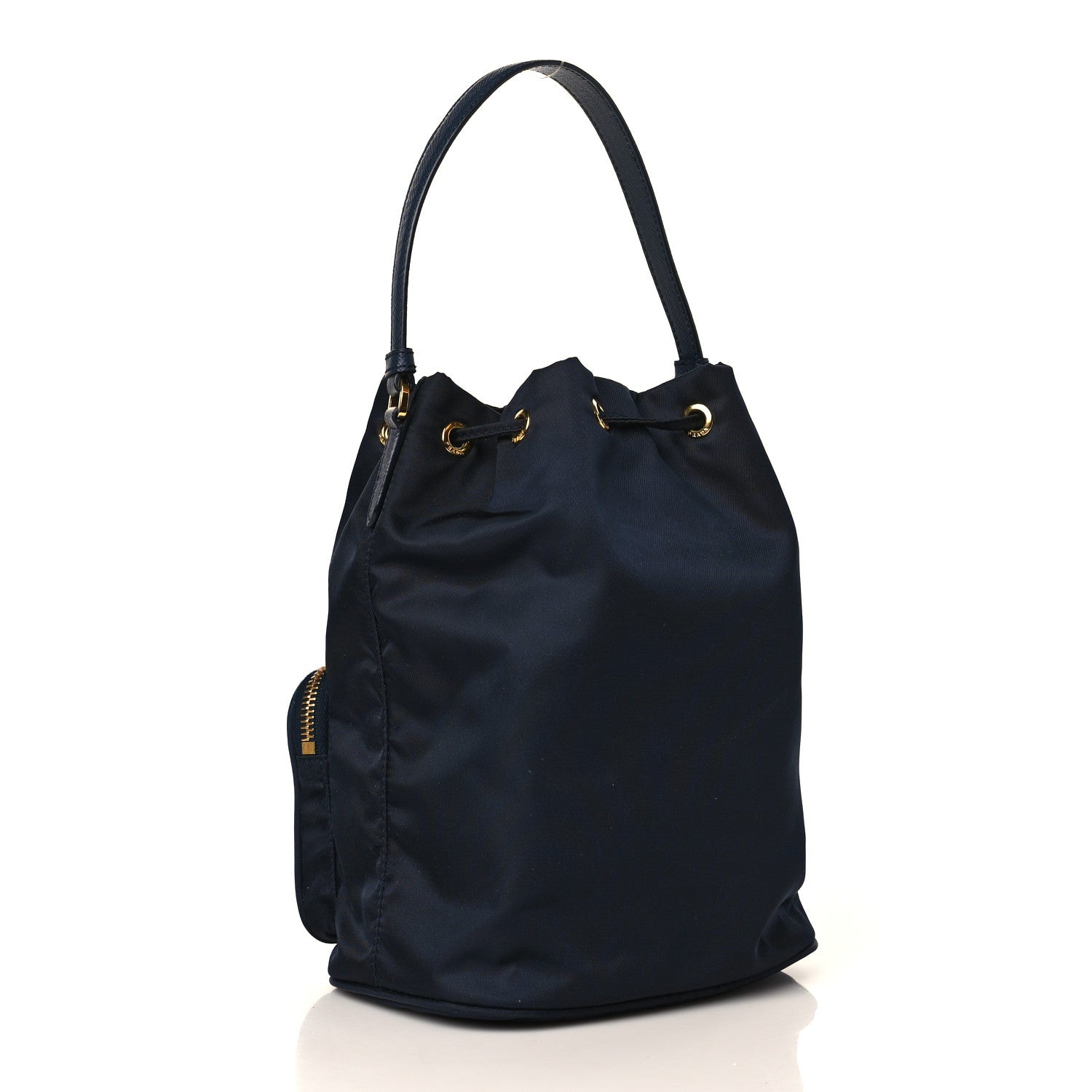 Prada Saffiano Tessuto Nylon Mini Bucket Crossbody Bag Navy 3 of 9
