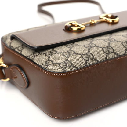 Gucci GG Supreme Monogram Small Horsebit 1955 Shoulder Bag Beige Brown Sugar 9 of 10