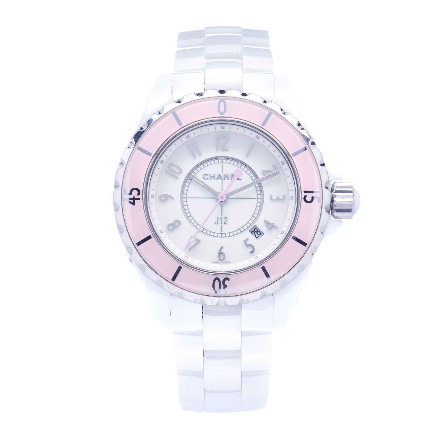 Chanel Stainless Steel Ceramic 33mm J12 Quartz Watch Pink 1 of 7