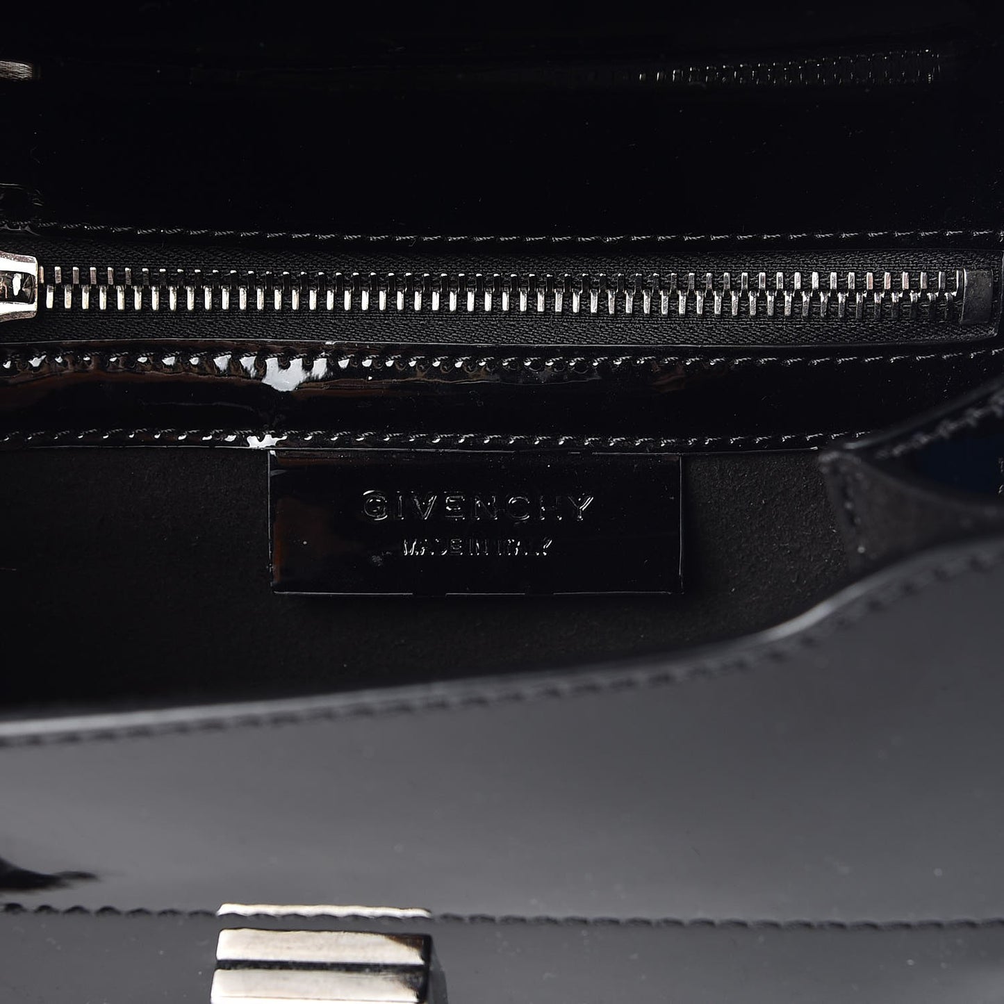 Patent Calfskin Mini Pandora Box Crossbody Bag Black