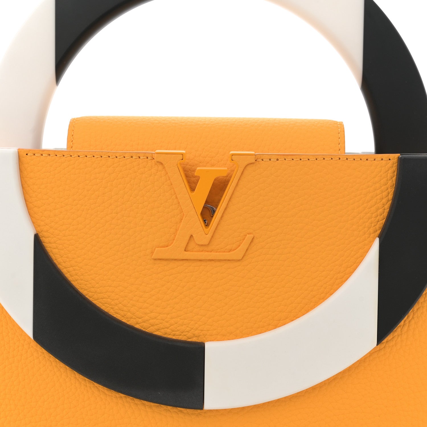 Louis Vuitton Taurillon Bolsa Capucines MM Orange White 8 of 10
