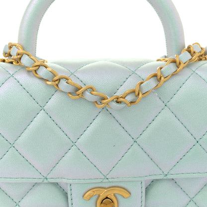Chanel Iridescent Lambskin Quilted Baywatch Top Handle Flap Light Blue 8 of 12