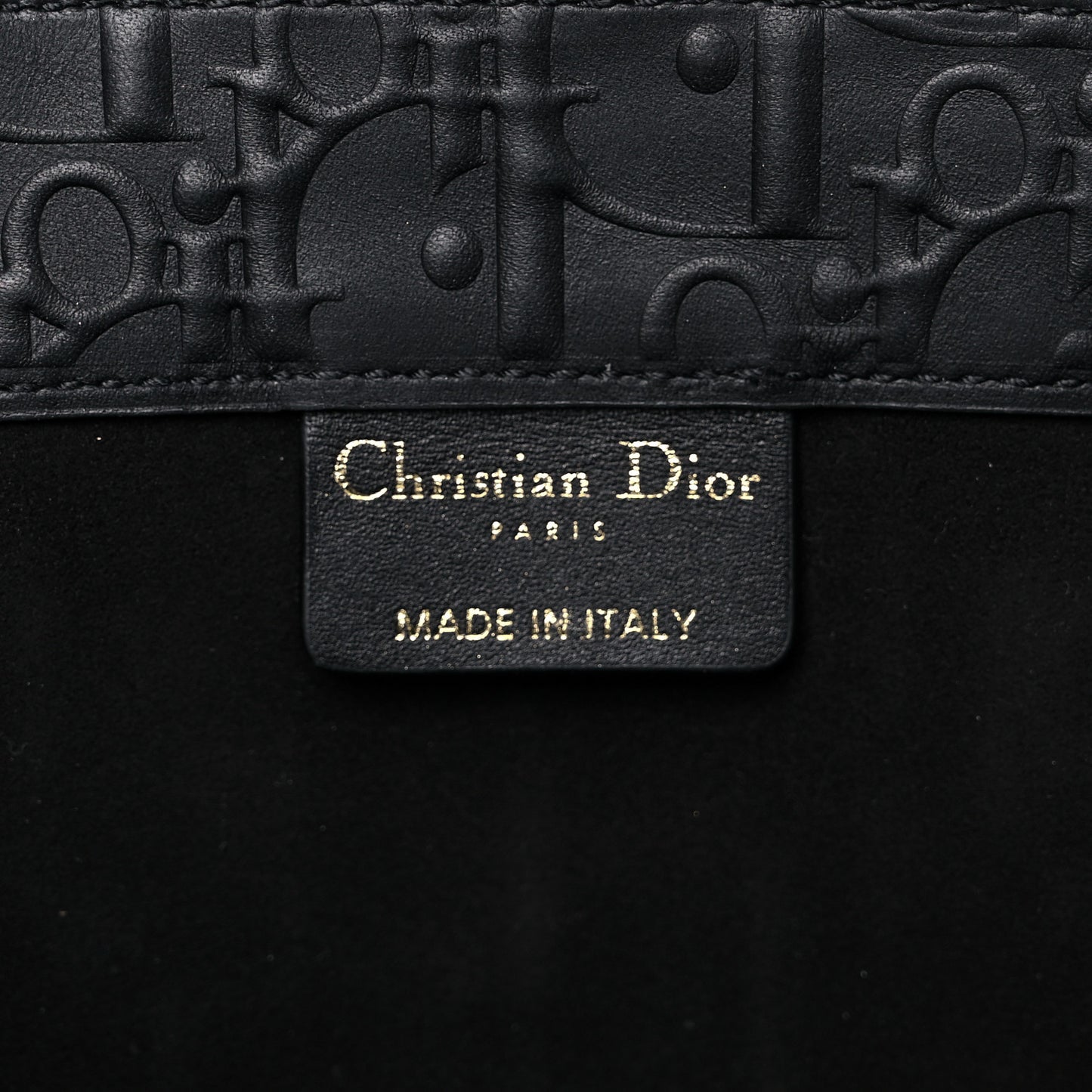 Oblique Calfskin Embossed Large Book Tote Black