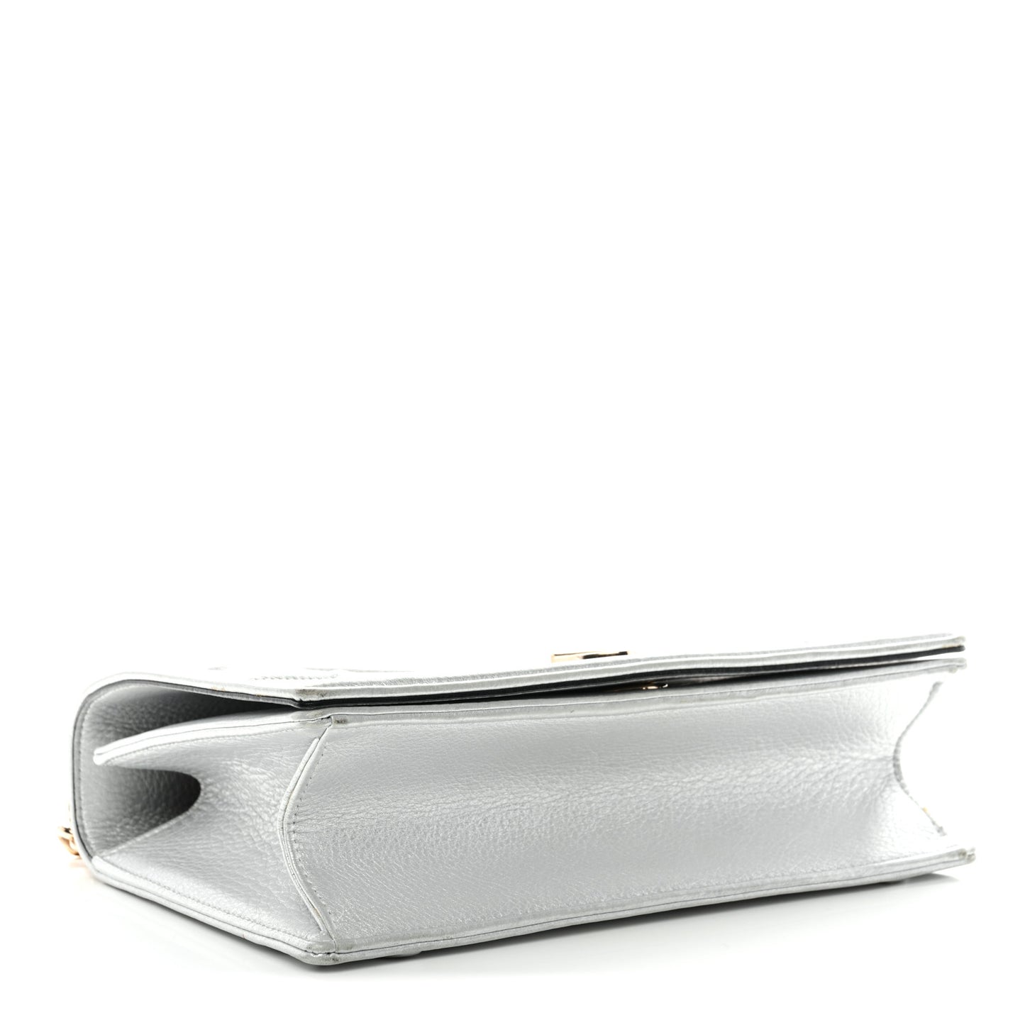 Metallic Grained Calfskin Medium Diorama Flap Bag Silver