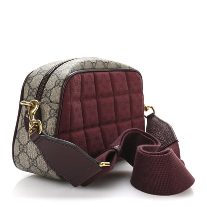 Gucci Monogram GG Mignon Textured Dollar Calfskin GG Supreme Monogram Quilted Small Crossbody Bag  Burgundy Beige Ebony 3 of 11