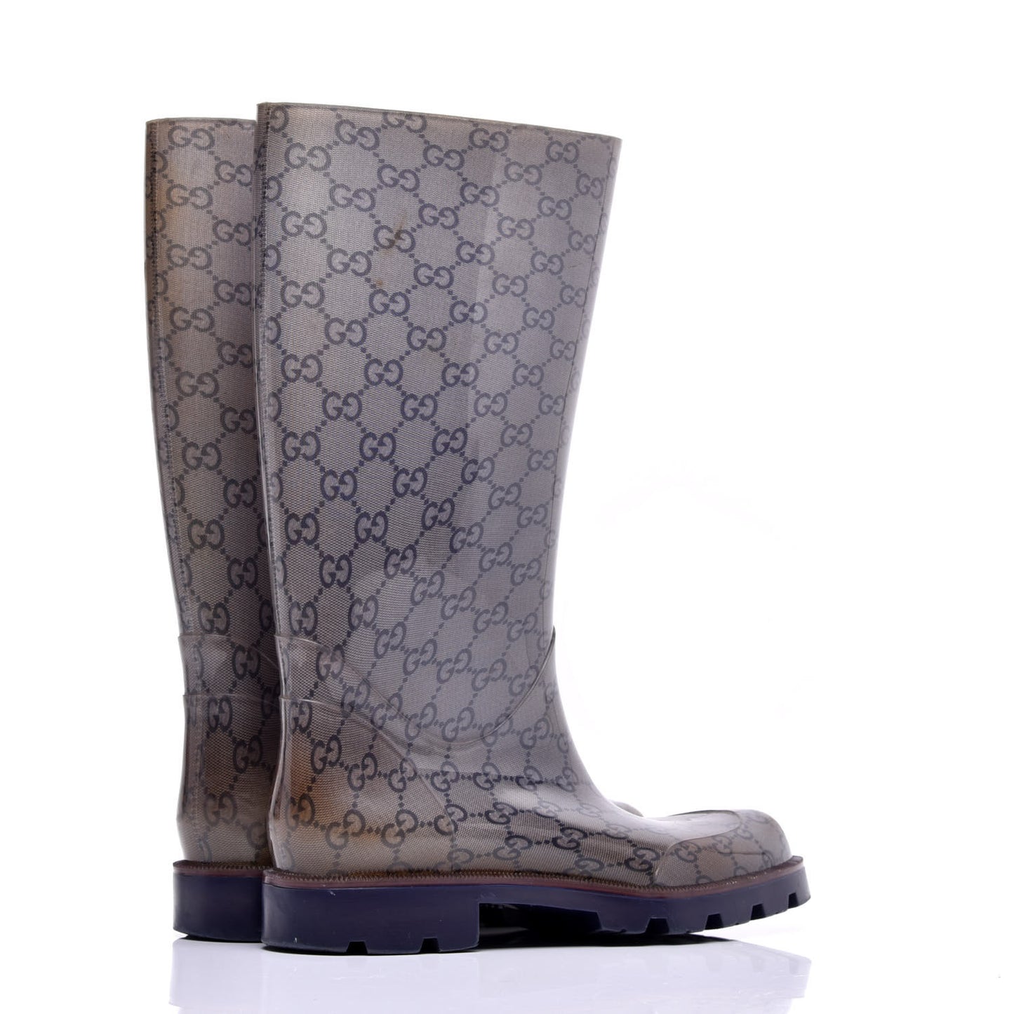 Rubber Monogram Edinburg Rain Boots 40 Transparent Blue