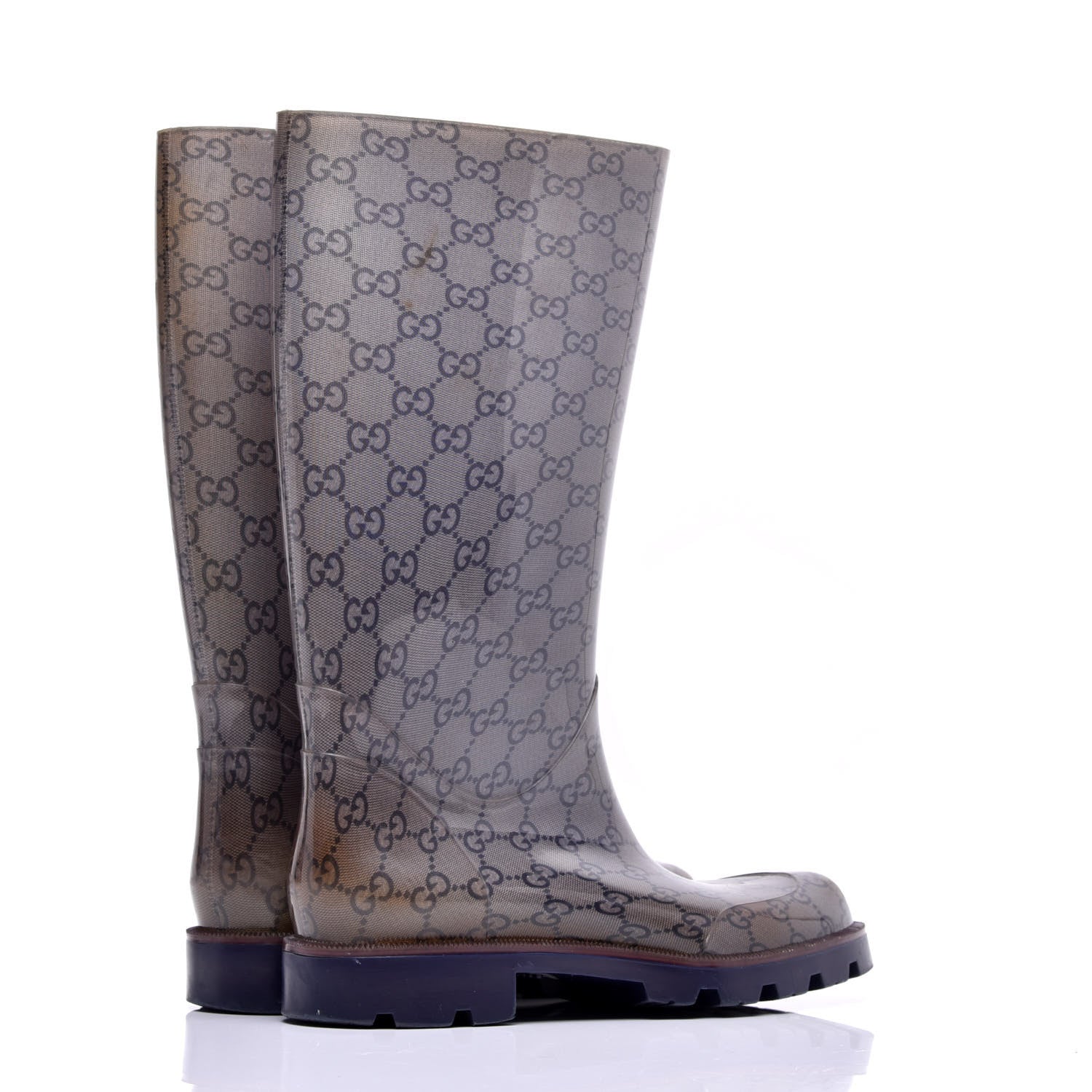 Gucci Rubber Monogram Edinburg Rain Boots 40 Transparent Blue 4 of 8