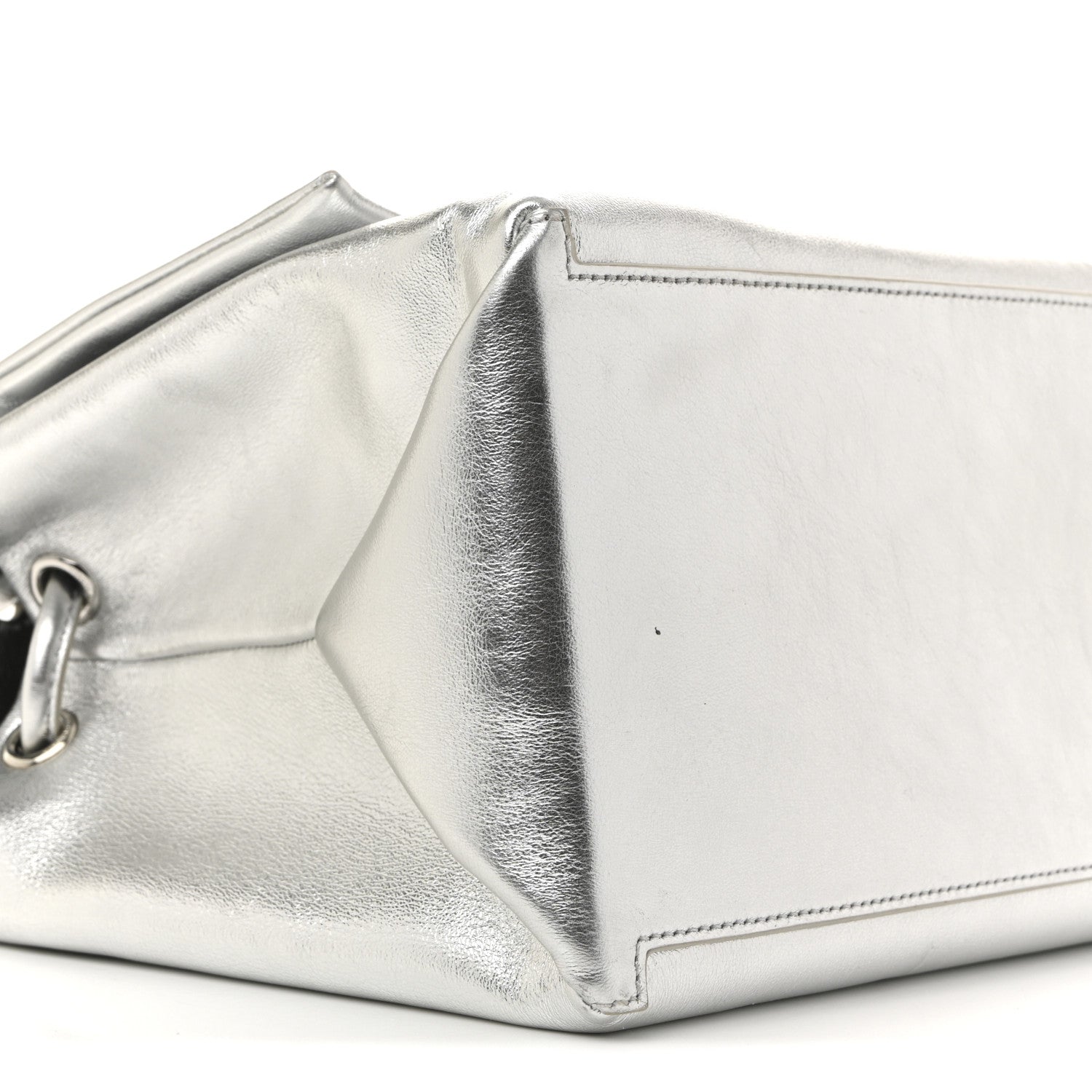 Marc Jacobs Metallic Calfskin Large Dual Shoulder Bag Silver