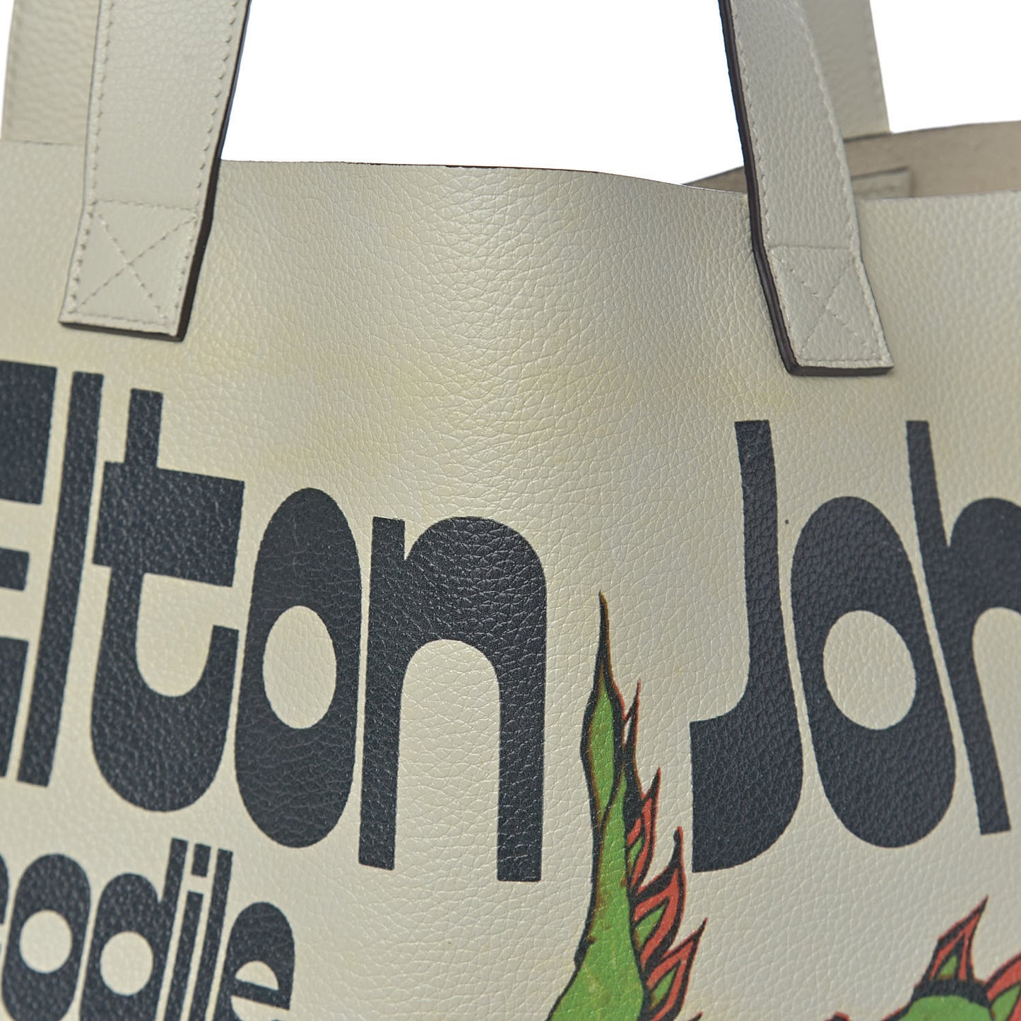 Calfskin Elton John Crocodile Rock Large Tote Off White